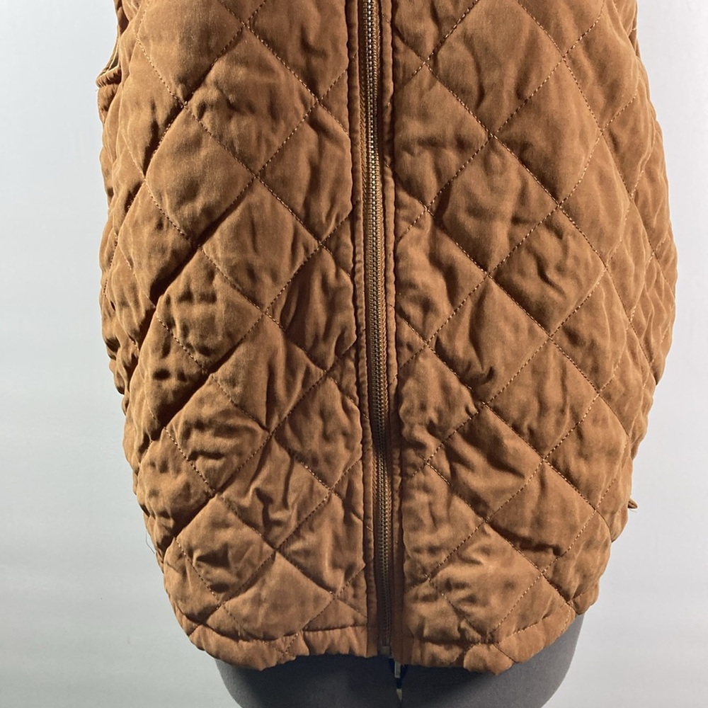 Umgee Vest Women Size M Brown Sleeveless Quilted Zip Front Collar - Picture 3 of 9